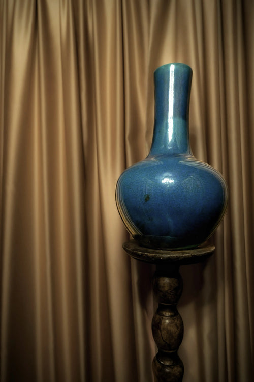 1974 Paul Chambost blue glazed ceramic vase