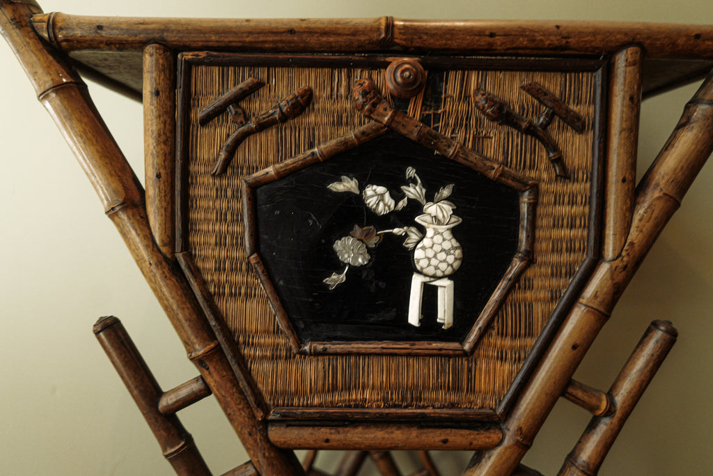 Circa 1900 Bamboo & Lacquer Side Table